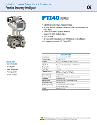 Thumbnail of document Data Sheet - PTI40 Premier Accuracy Intelligent Pres. Transmitter